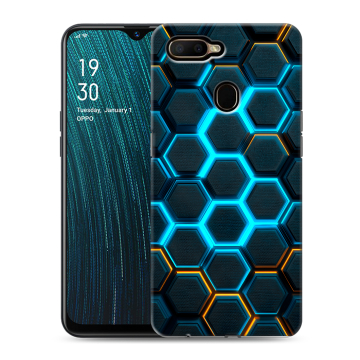 Силиконовый чехол на OPPO A5s с принтом Неоновые соты Силиконовый чехол на OPPO A5s с принтом Неоновые соты
