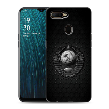 Силиконовый чехол на OPPO A5s с принтом Герб Флаг СССР