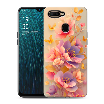 Силиконовый чехол на OPPO A5s с принтом Цветы и бабочки
