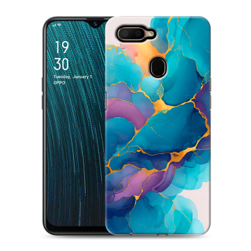 Силиконовый чехол на OPPO A5s с принтом Мрамор блестки