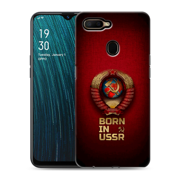 Силиконовый чехол на OPPO A5s с принтом Флаг Герб СССР