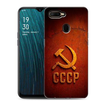 Силиконовый чехол на OPPO A5s с принтом Флаг Герб СССР Силиконовый чехол на OPPO A5s с принтом Флаг Герб СССР