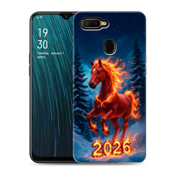 Силиконовый чехол на OPPO A5s с принтом Новый год коня