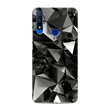 Силиконовый противоударный чехол на Huawei Honor 9X с принтом Черные кристаллы Силиконовый противоударный чехол на Huawei Honor 9X с принтом Черные кристаллы