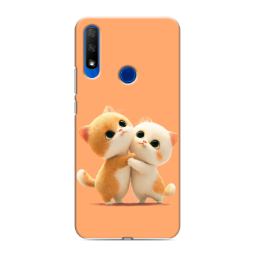 Силиконовый противоударный чехол на Huawei Honor 9X с принтом Милые котики Силиконовый противоударный чехол на Huawei Honor 9X с принтом Милые котики