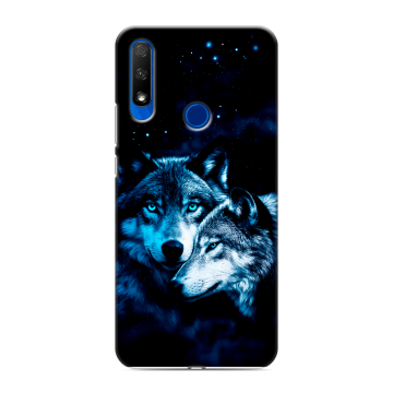 Силиконовый противоударный чехол на Huawei Honor 9X с принтом Волки Силиконовый противоударный чехол на Huawei Honor 9X с принтом Волки
