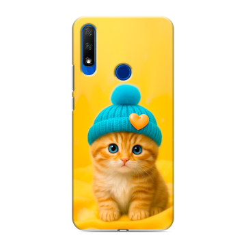 Силиконовый противоударный чехол на Huawei Honor 9X с принтом Котенок в шапке