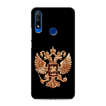 Силиконовый противоударный чехол на Huawei Honor 9X с принтом Герб России золотой
