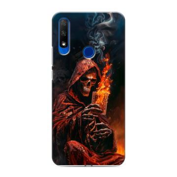 Силиконовый противоударный чехол на Huawei Honor 9X с принтом Скелет и карты Силиконовый противоударный чехол на Huawei Honor 9X с принтом Скелет и карты