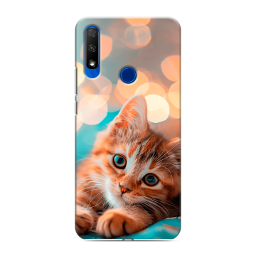 Силиконовый противоударный чехол на Huawei Honor 9X с принтом котик Силиконовый противоударный чехол на Huawei Honor 9X с принтом котик