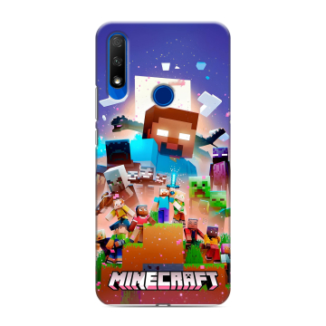 Силиконовый противоударный чехол на Huawei Honor 9X с принтом Майнкрафт Minecraft
