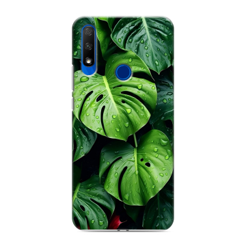 Силиконовый противоударный чехол на Huawei Honor 9X с принтом Листья