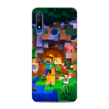 Силиконовый противоударный чехол на Huawei Honor 9X с принтом Майнкрафт Minecraft