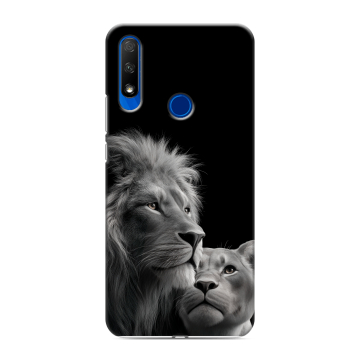 Силиконовый противоударный чехол на Huawei Honor 9X с принтом Лев кошки Силиконовый противоударный чехол на Huawei Honor 9X с принтом Лев кошки