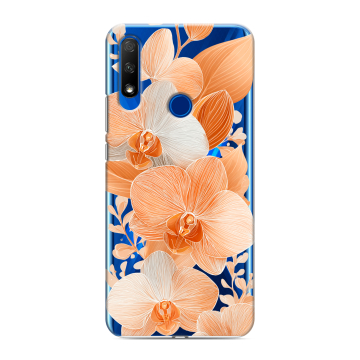 Силиконовый противоударный чехол на Huawei Honor 9X с принтом Бежевые цветы Силиконовый противоударный чехол на Huawei Honor 9X с принтом Бежевые цветы