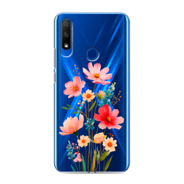 Силиконовый противоударный чехол на Huawei Honor 9X с принтом Цветы Силиконовый противоударный чехол на Huawei Honor 9X с принтом Цветы