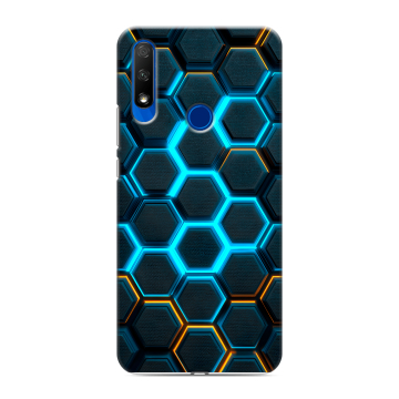 Силиконовый противоударный чехол на Huawei Honor 9X с принтом Неоновые соты Силиконовый противоударный чехол на Huawei Honor 9X с принтом Неоновые соты