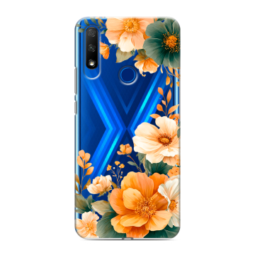 Силиконовый противоударный чехол на Huawei Honor 9X с принтом Цветы принт Силиконовый противоударный чехол на Huawei Honor 9X с принтом Цветы принт