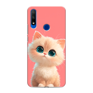 Силиконовый противоударный чехол на Huawei Honor 9X с принтом Розовый котенок Силиконовый противоударный чехол на Huawei Honor 9X с принтом Розовый котенок