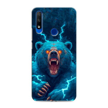 Силиконовый противоударный чехол на Huawei Honor 9X с принтом Медведь Силиконовый противоударный чехол на Huawei Honor 9X с принтом Медведь