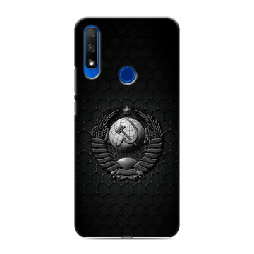 Силиконовый противоударный чехол на Huawei Honor 9X с принтом Герб Флаг СССР Силиконовый противоударный чехол на Huawei Honor 9X с принтом Герб Флаг СССР