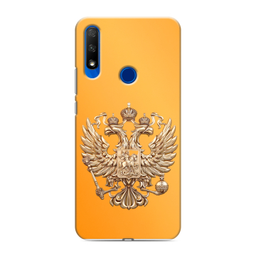 Силиконовый противоударный чехол на Huawei Honor 9X с принтом Герб Флаг России Силиконовый противоударный чехол на Huawei Honor 9X с принтом Герб Флаг России