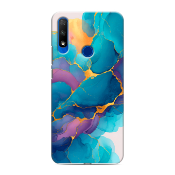 Силиконовый противоударный чехол на Huawei Honor 9X с принтом Мрамор блестки Силиконовый противоударный чехол на Huawei Honor 9X с принтом Мрамор блестки