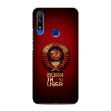 Силиконовый противоударный чехол на Huawei Honor 9X с принтом Флаг Герб СССР Силиконовый противоударный чехол на Huawei Honor 9X с принтом Флаг Герб СССР