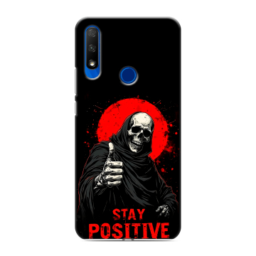 Силиконовый противоударный чехол на Huawei Honor 9X с принтом смешной скелет Силиконовый противоударный чехол на Huawei Honor 9X с принтом смешной скелет