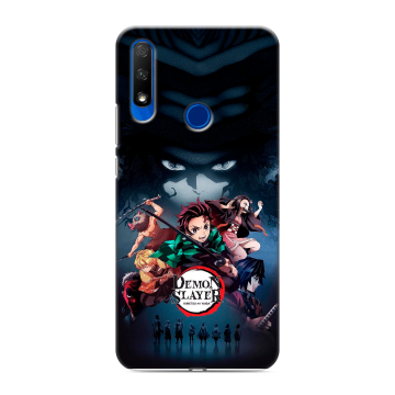 Силиконовый противоударный чехол на Huawei Honor 9X с принтом Demon Slayer Клинок рассекающий демонов
