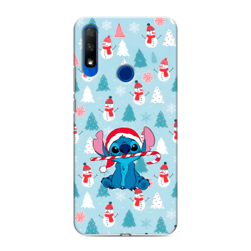 Силиконовый противоударный чехол на Huawei Honor 9X с принтом Стич Новый год
