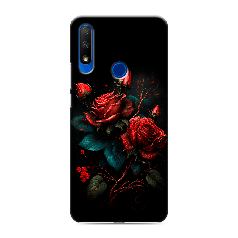 Силиконовый противоударный чехол на Huawei Honor 9X с принтом Розы красные Силиконовый противоударный чехол на Huawei Honor 9X с принтом Розы красные