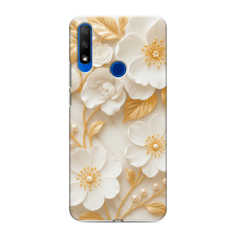 Силиконовый противоударный чехол на Huawei Honor 9X с принтом Цветы Силиконовый противоударный чехол на Huawei Honor 9X с принтом Цветы
