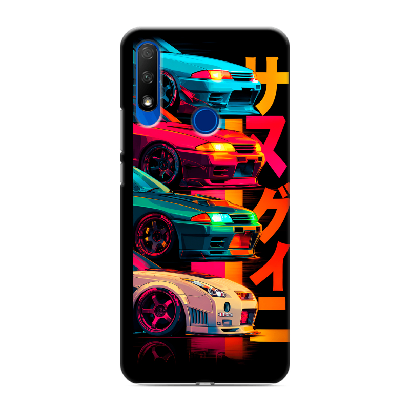 Силиконовый противоударный чехол на Huawei Honor 9X с принтом Гоночные машины Силиконовый противоударный чехол на Huawei Honor 9X с принтом Гоночные машины