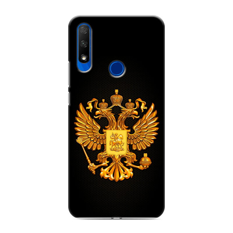 Силиконовый противоударный чехол на Huawei Honor 9X с принтом Герб России желтый Силиконовый противоударный чехол на Huawei Honor 9X с принтом Герб России желтый