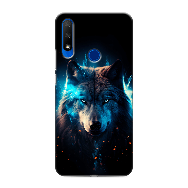 Силиконовый противоударный чехол на Huawei Honor 9X с принтом Волк ночной Силиконовый противоударный чехол на Huawei Honor 9X с принтом Волк ночной