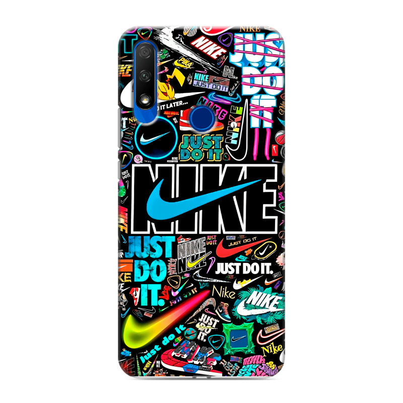 Силиконовый противоударный чехол на Huawei Honor 9X с принтом найк nike черный Силиконовый противоударный чехол на Huawei Honor 9X с принтом найк nike черный