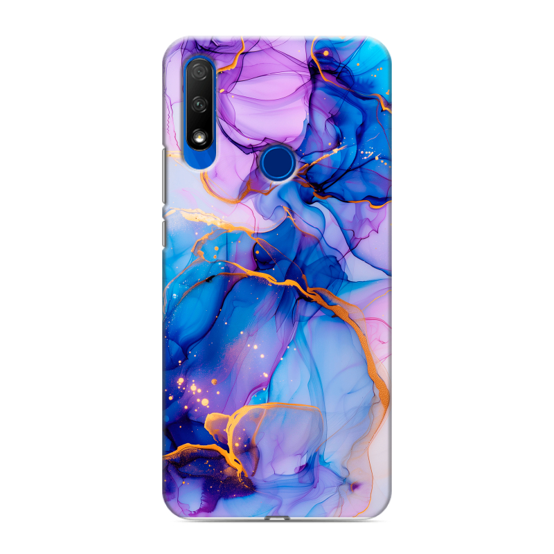 Силиконовый противоударный чехол на Huawei Honor 9X с принтом синий мрамор Силиконовый противоударный чехол на Huawei Honor 9X с принтом синий мрамор