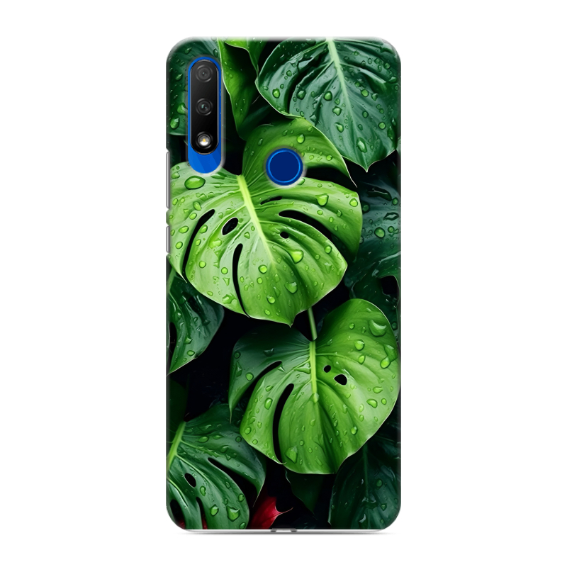Силиконовый противоударный чехол на Huawei Honor 9X с принтом Листья Силиконовый противоударный чехол на Huawei Honor 9X с принтом Листья