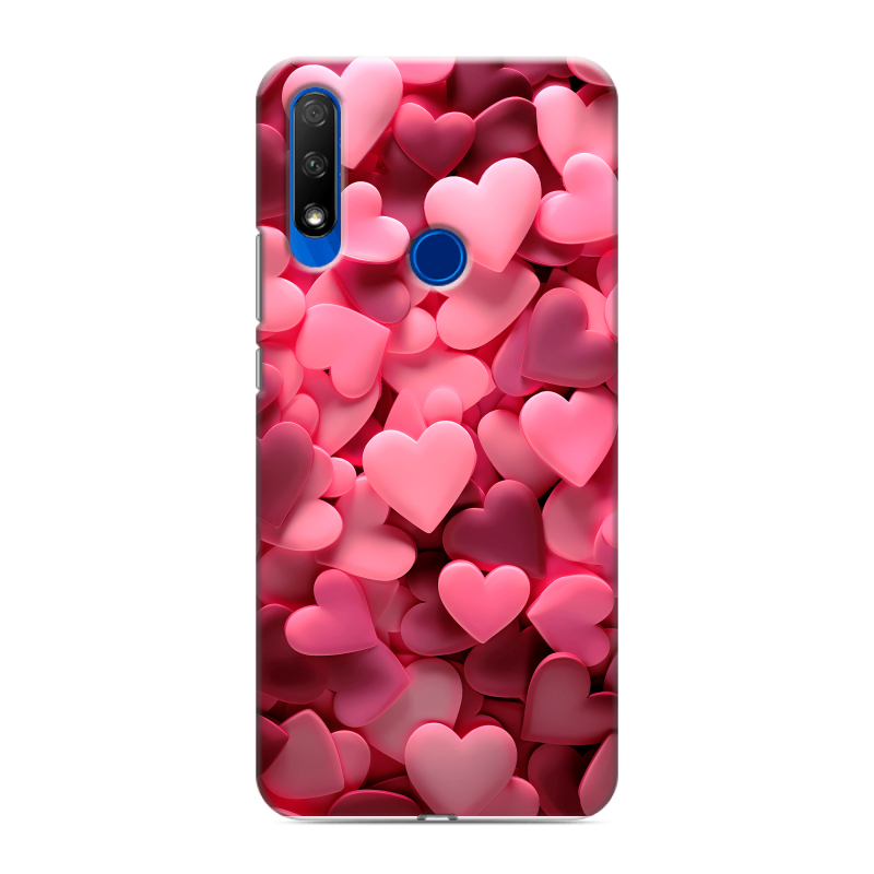 Силиконовый противоударный чехол на Huawei Honor 9X с принтом розовые сердечки Силиконовый противоударный чехол на Huawei Honor 9X с принтом розовые сердечки