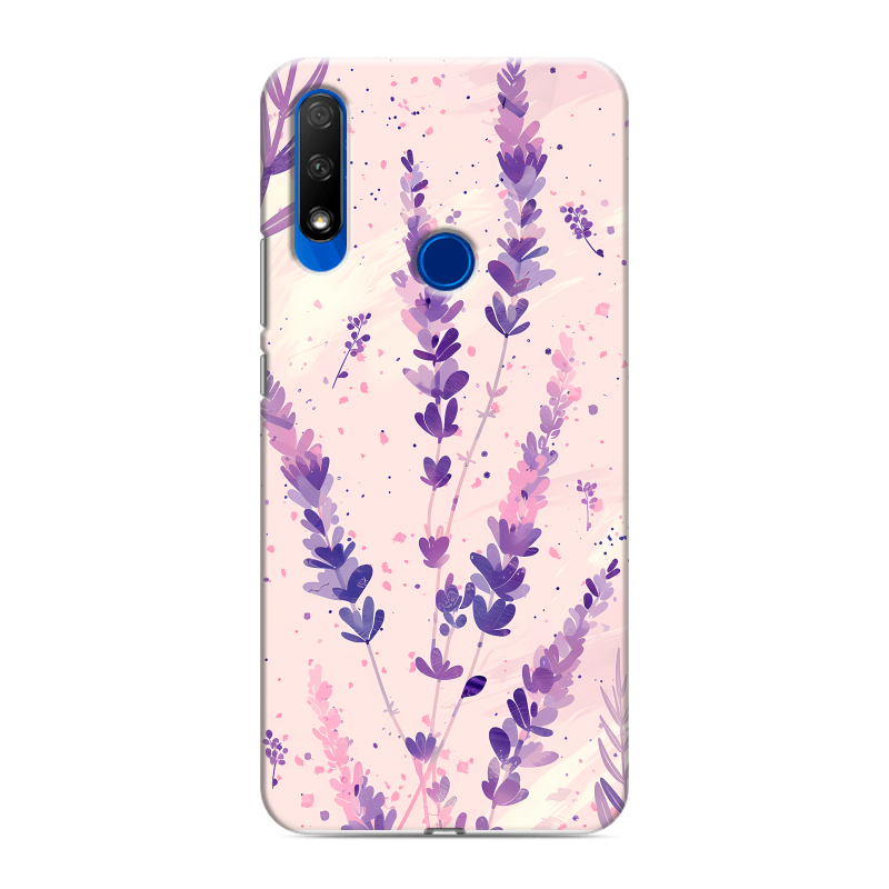 Силиконовый противоударный чехол на Huawei Honor 9X с принтом цветы лаванда Силиконовый противоударный чехол на Huawei Honor 9X с принтом цветы лаванда