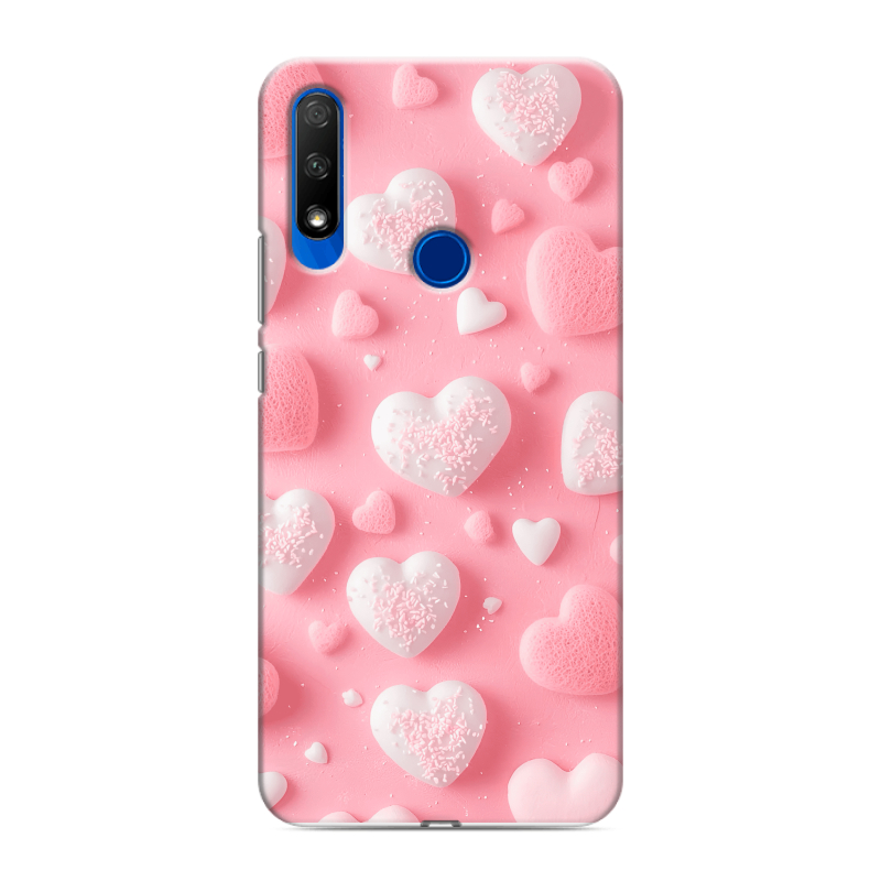 Силиконовый противоударный чехол на Huawei Honor 9X с принтом Сердечки Силиконовый противоударный чехол на Huawei Honor 9X с принтом Сердечки