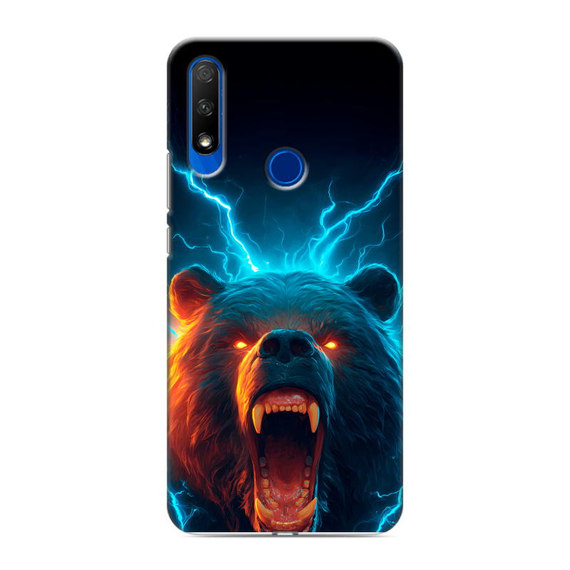 Силиконовый противоударный чехол на Huawei Honor 9X с принтом Медведь Силиконовый противоударный чехол на Huawei Honor 9X с принтом Медведь