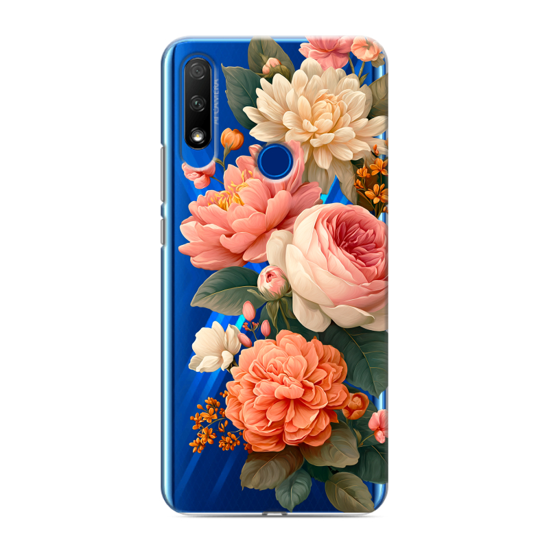 Силиконовый противоударный чехол на Huawei Honor 9X с принтом цветы Силиконовый противоударный чехол на Huawei Honor 9X с принтом цветы