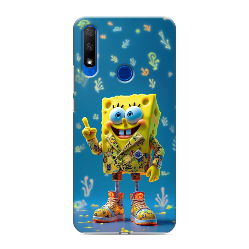 Силиконовый противоударный чехол на Huawei Honor 9X с принтом Спанч боб Спанчбоб Силиконовый противоударный чехол на Huawei Honor 9X с принтом Спанч боб Спанчбоб