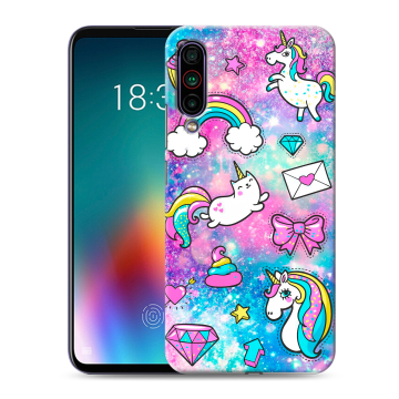 Силиконовый чехол на Meizu 16T с принтом Единороги