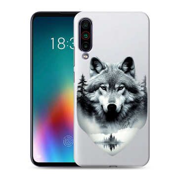 Силиконовый чехол на Meizu 16T с принтом Волк в лесу
