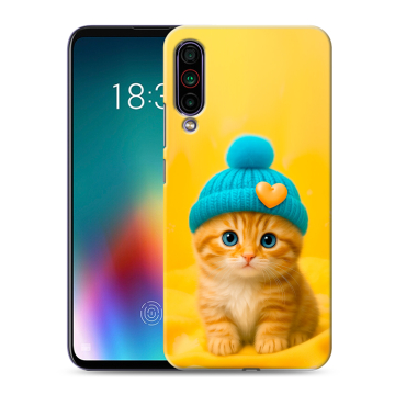 Силиконовый чехол на Meizu 16T с принтом Котенок в шапке