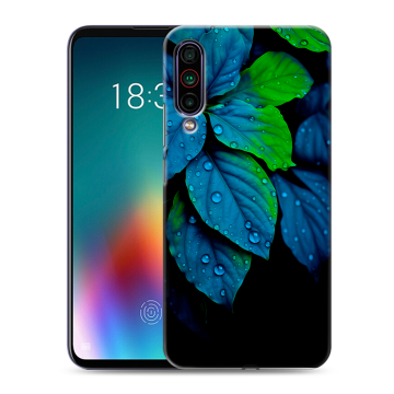 Силиконовый чехол на Meizu 16T с принтом Листья и роса