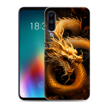 Силиконовый чехол на Meizu 16T с принтом Золотой дракон